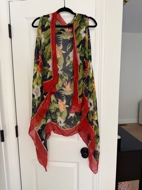 Tommy Bahama Red Tropical Sheer Scarf-Hood